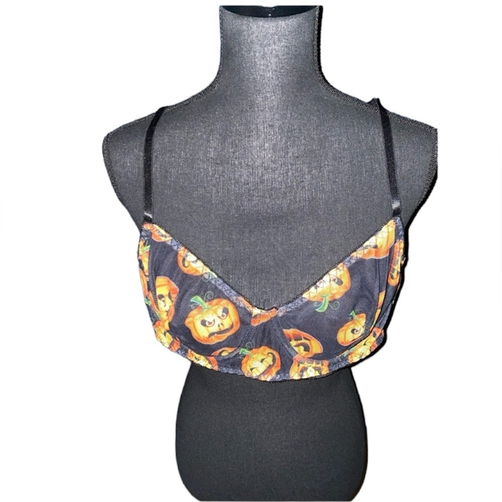 Halloween pumpkin mesh lingerie bra plus size sexy bra, women’s plus size